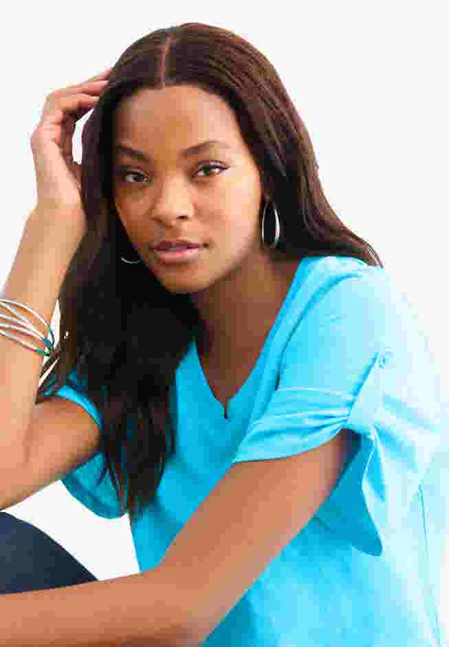 V Neck Boyfriend Textured Tunic image number 4