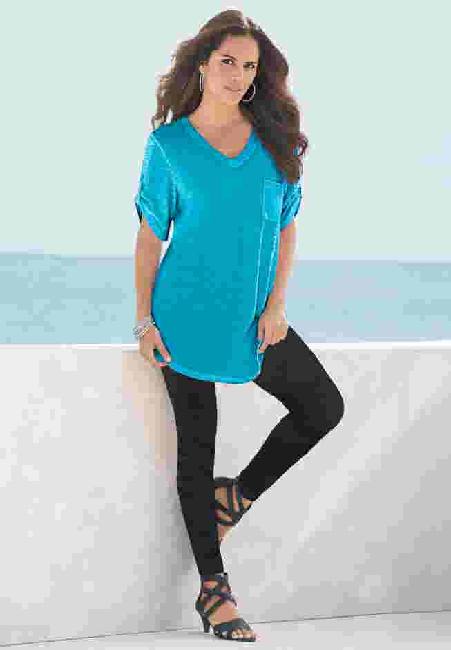 V Neck Boyfriend Textured Tunic image number 6