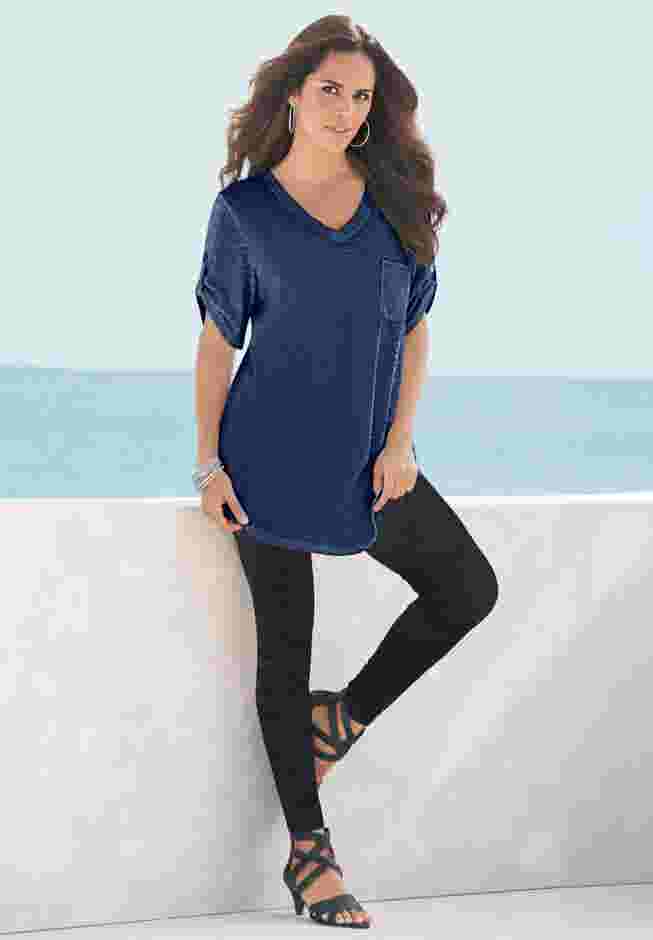 V Neck Boyfriend Textured Tunic image number 7
