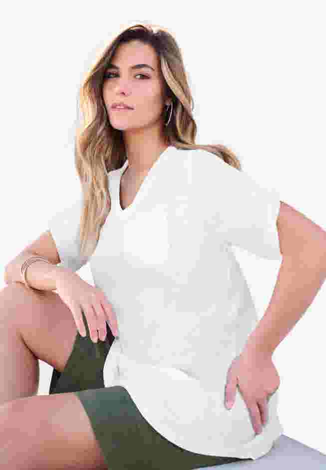 V Neck Boyfriend Textured Tunic image number 0