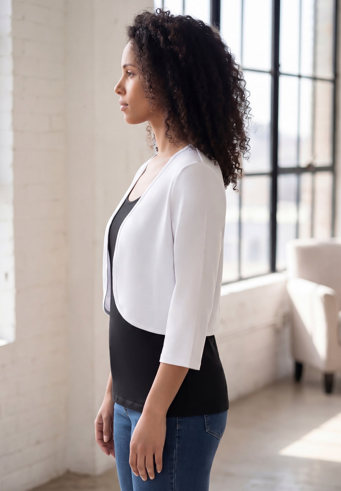 Bolero Cardigan with Three Quarter Sleeves image number 2