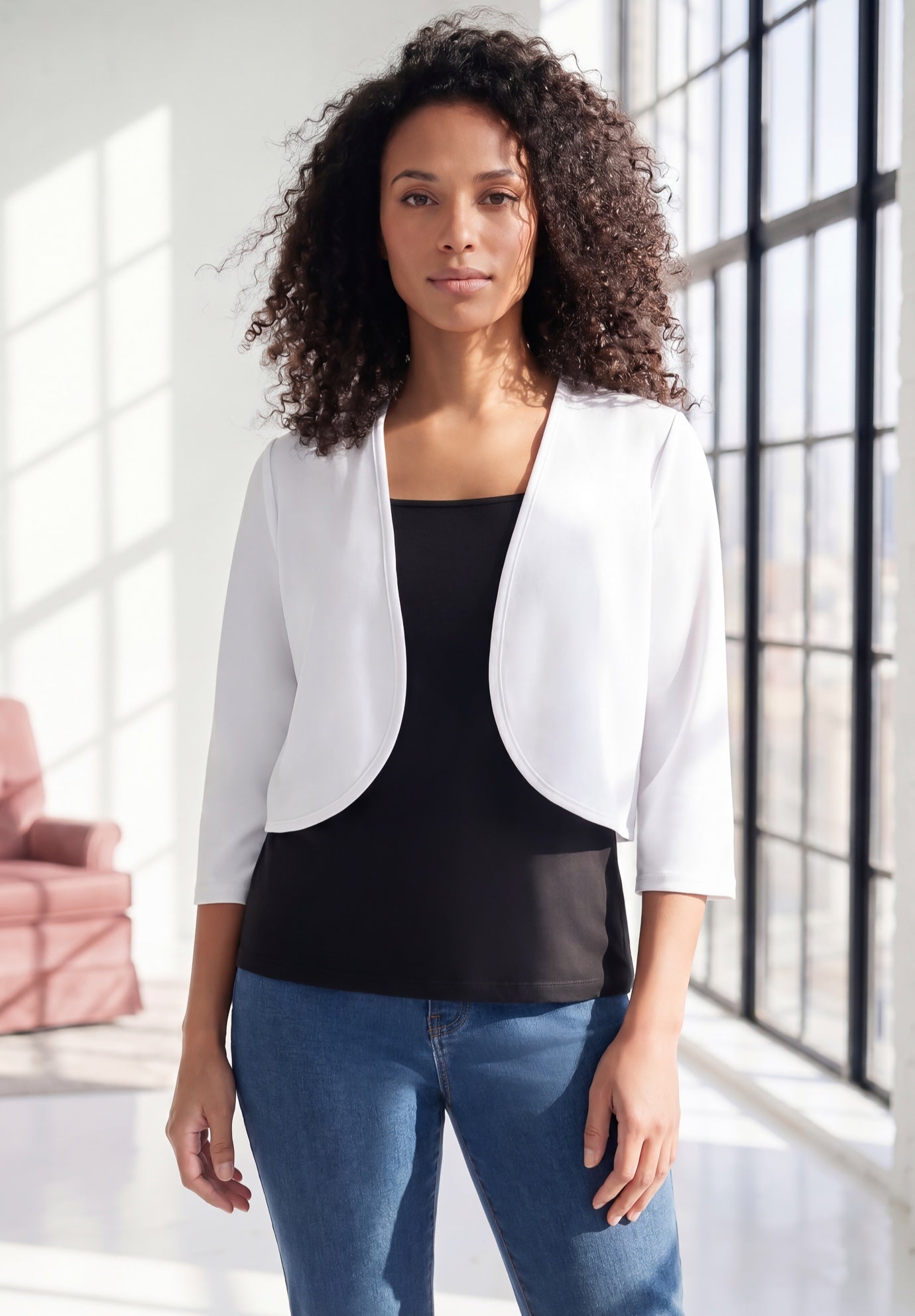 Bolero Cardigan with Three Quarter Sleeves image number 0
