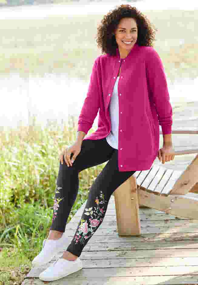 Stretch Cotton Embroidered Legging image number 0