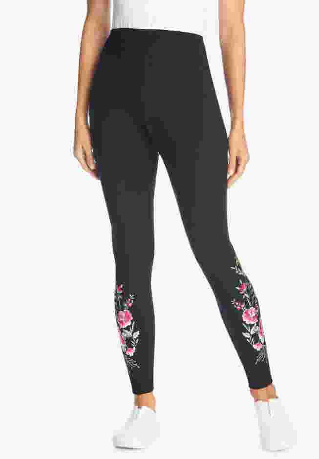 Stretch Cotton Embroidered Legging image number 1