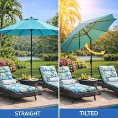 brylane home patio umbrellas Double-Sided Rectangular Umbrella Umbrellas by BrylaneHome 10' Round Bridgehampton Outdoor Metal