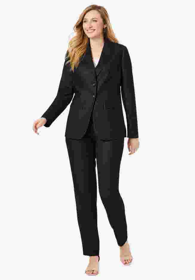 2-Piece Stretch Crepe Single-Breasted Pantsuit image number 0