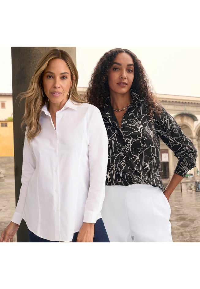 Stretch Cotton Poplin Button Down Shirt image number 3