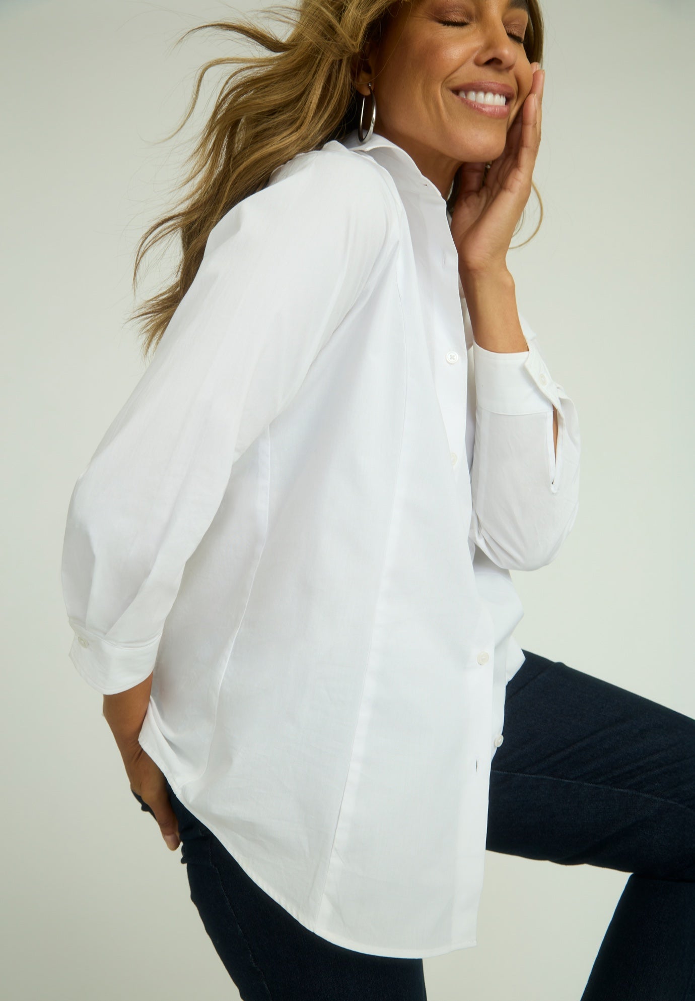 Stretch Cotton Poplin Button Down Shirt image number 1