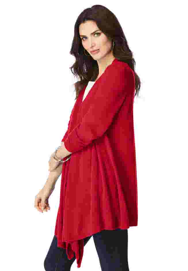 Fine Gauge Handkerchief Hem Cardigan Sweater image number 2