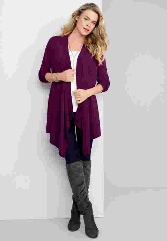 Fine Gauge Handkerchief Hem Cardigan Sweater image number 5