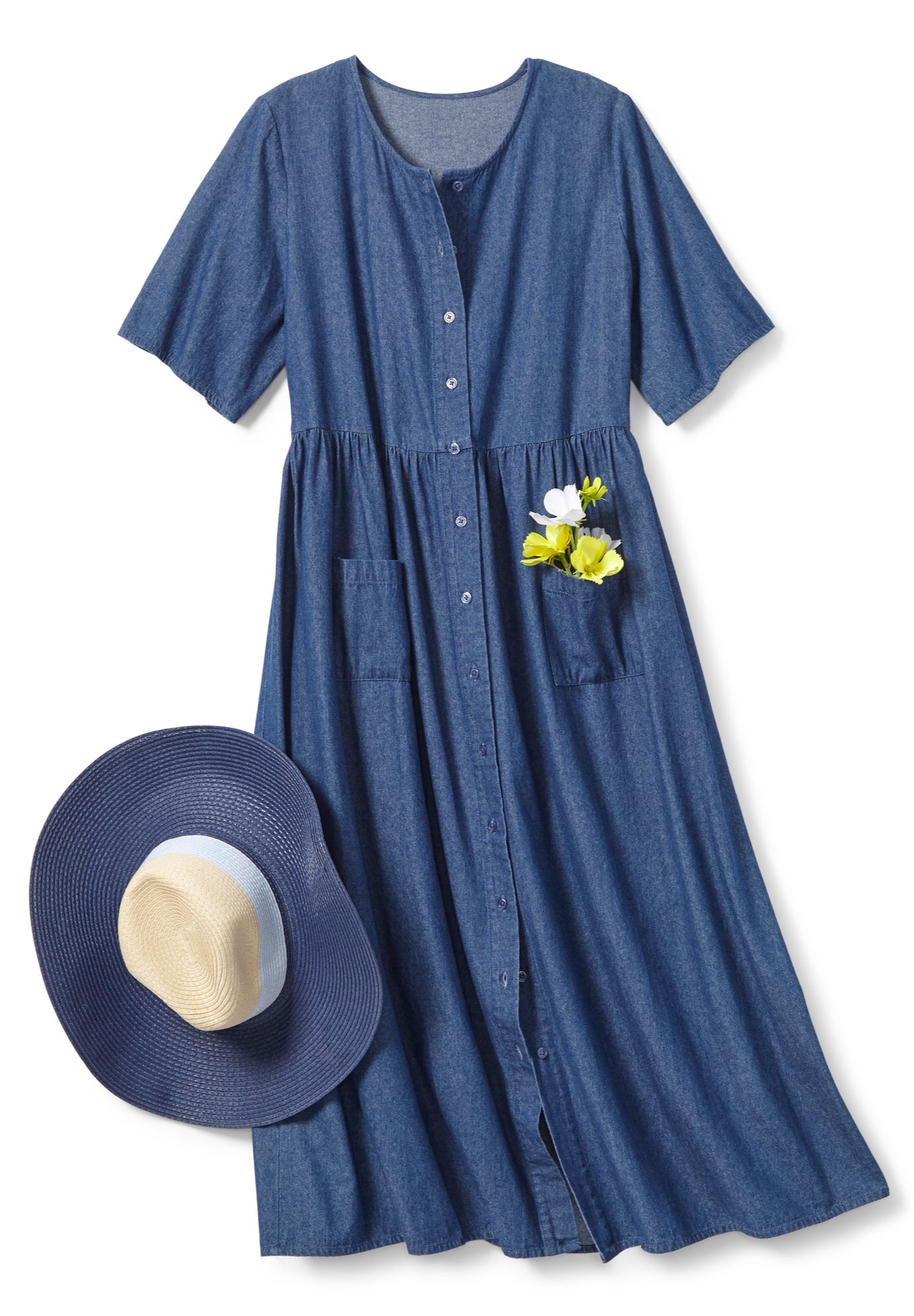 Short-Sleeve Denim Dress image number 3
