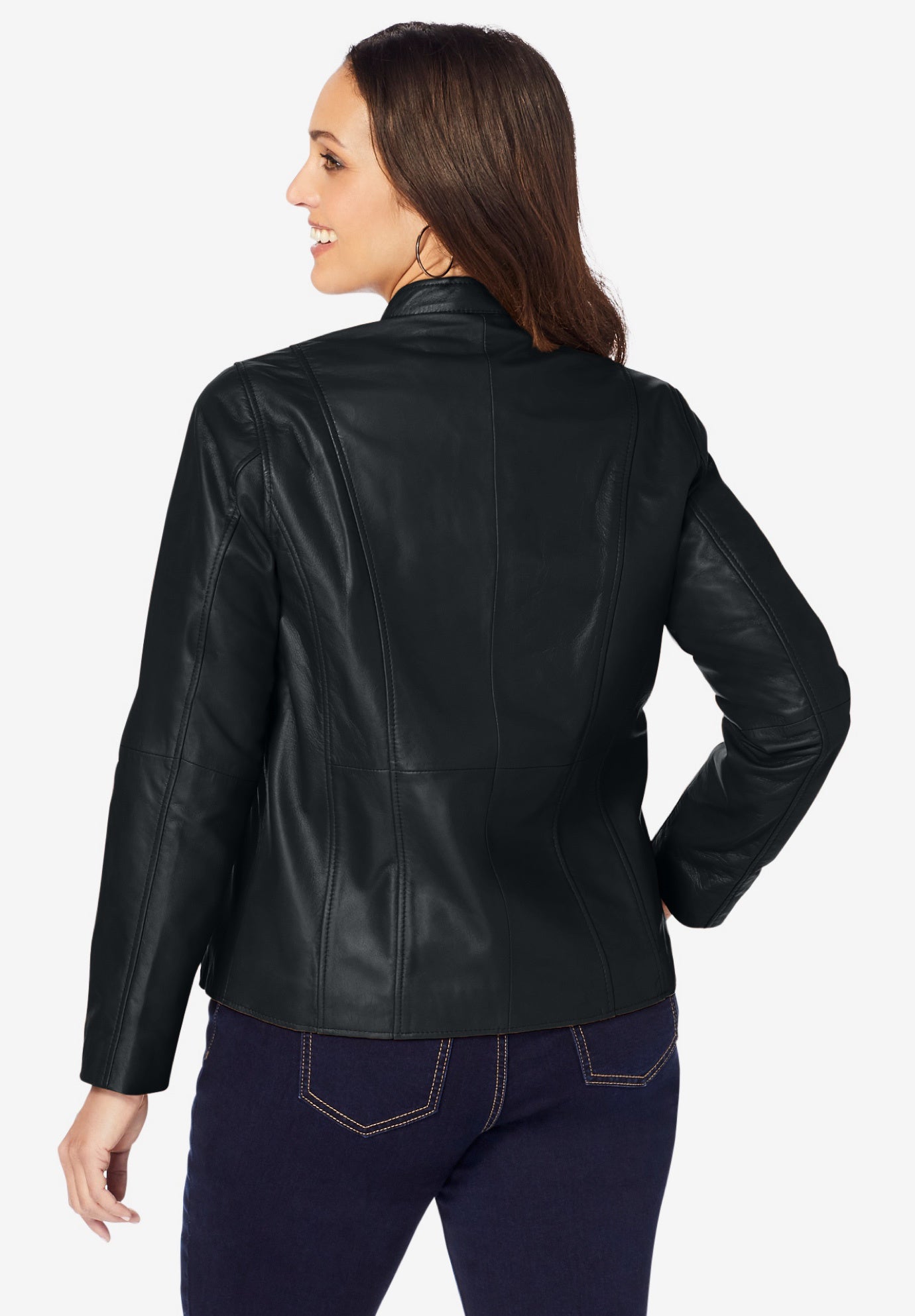 Zip Front Leather Jacket | Brylane Home
