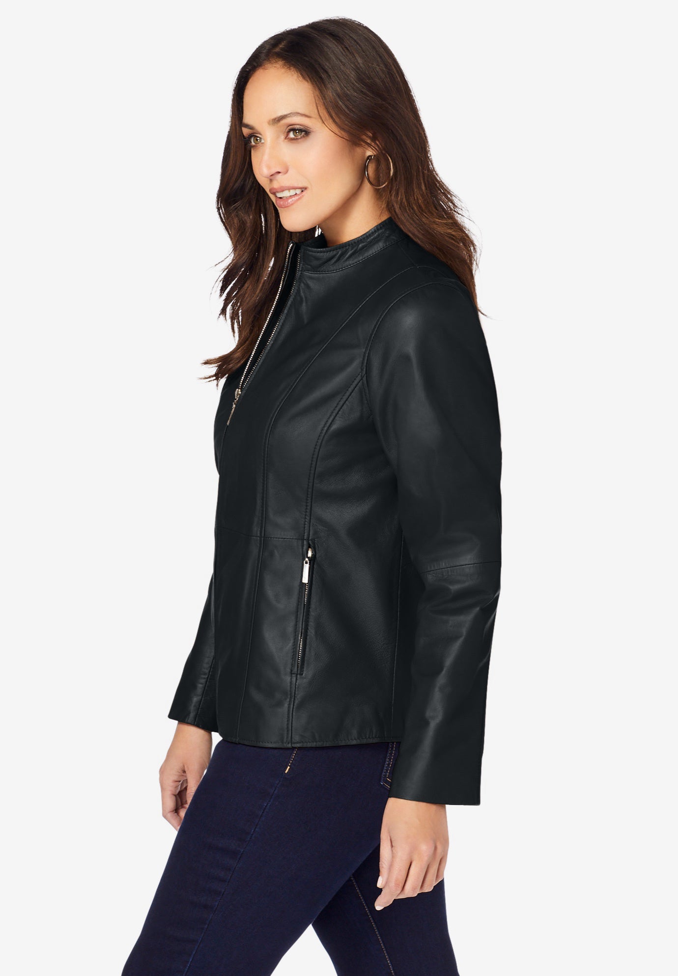 Zip Front Leather Jacket | Brylane Home