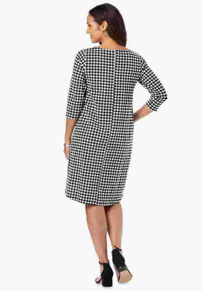 Stretch Cotton Boatneck Shift Dress image number 1