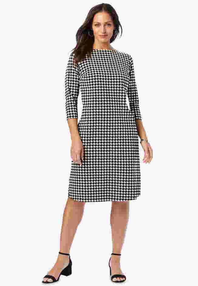 Stretch Cotton Boatneck Shift Dress image number 0