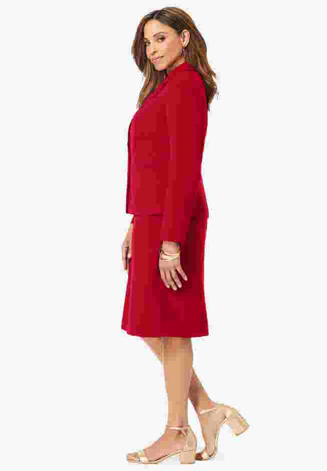 2-Piece Stretch Crepe Single-Breasted Jacket Dress image number 3