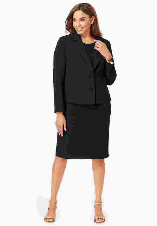 2-Piece Stretch Crepe Single-Breasted Jacket Dress image number 0