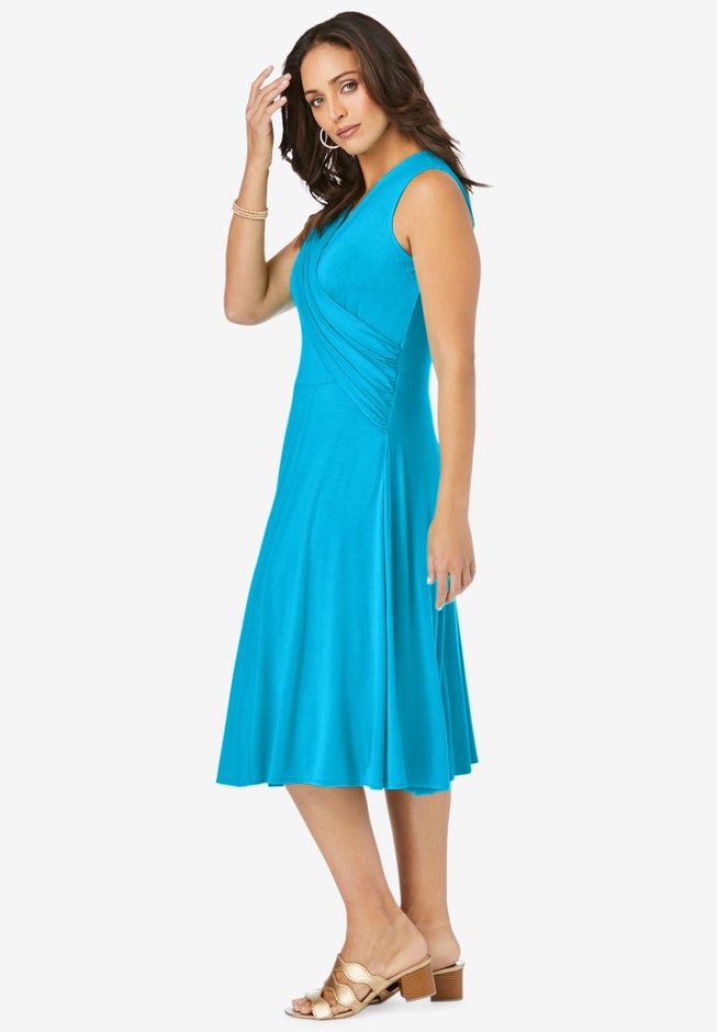 Stretch Knit Drape-Over Dress image number null