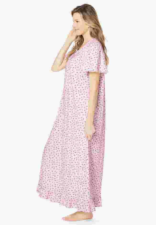 Long Floral Print Cotton Gown image number 3