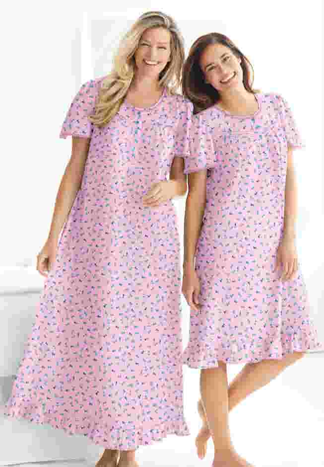 Long Floral Print Cotton Gown image number 4