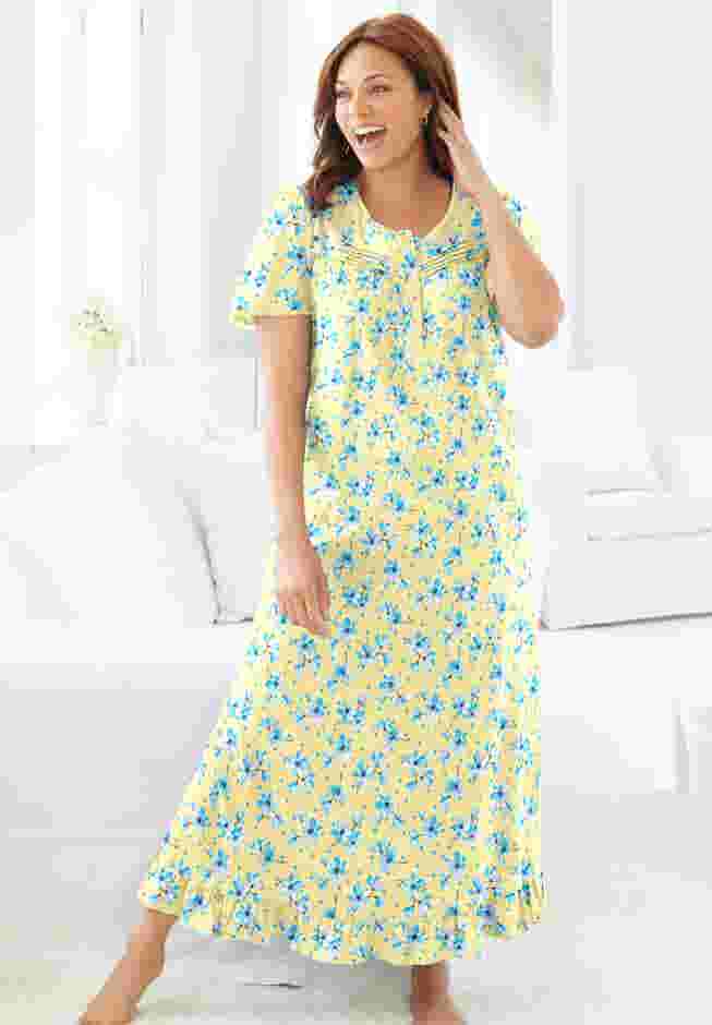 Long Floral Print Cotton Gown image number 6