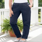 Straight Leg Fineline Pull-On Stretch Denim Jeans image number null