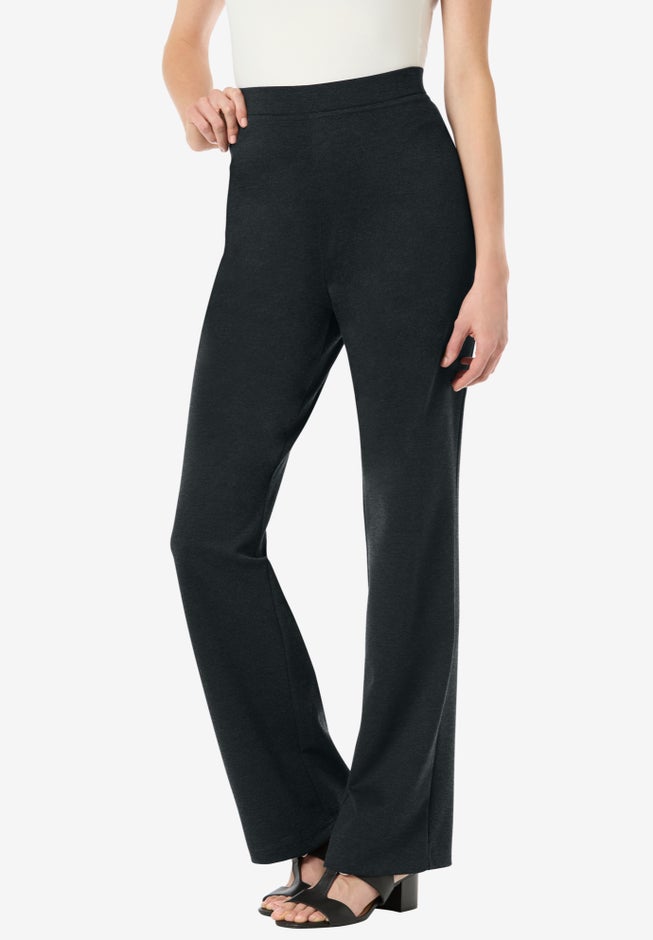 Stretch Ponte Knit Pull-On Bootcut Pants image number 4