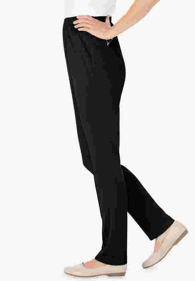 Womens Plus-Size Soft Knit Hassle-Free Pull-On Elastic-Waist Pants image number 2