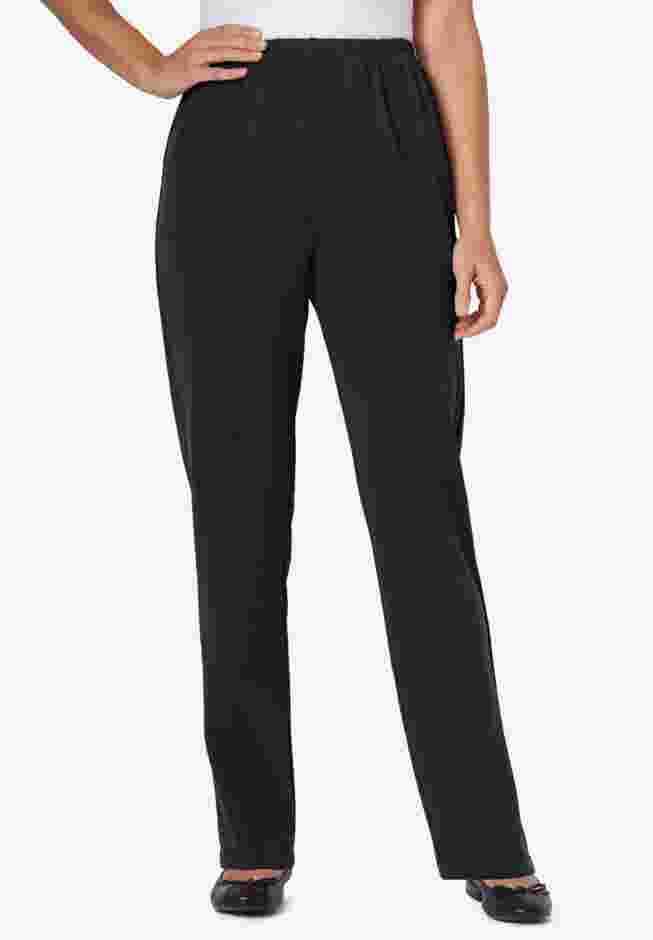 Womens Plus-Size Soft Knit Hassle-Free Pull-On Elastic-Waist Pants image number 0