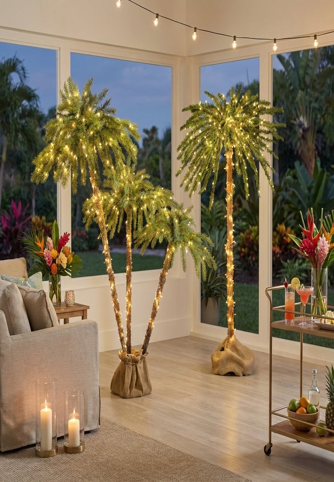 Pre-Lit 3-Branch Palm Tree image number 4