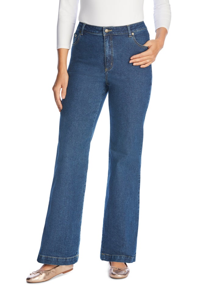 Stretch Denim Wide-Leg Five-Pocket Jeans image number 6