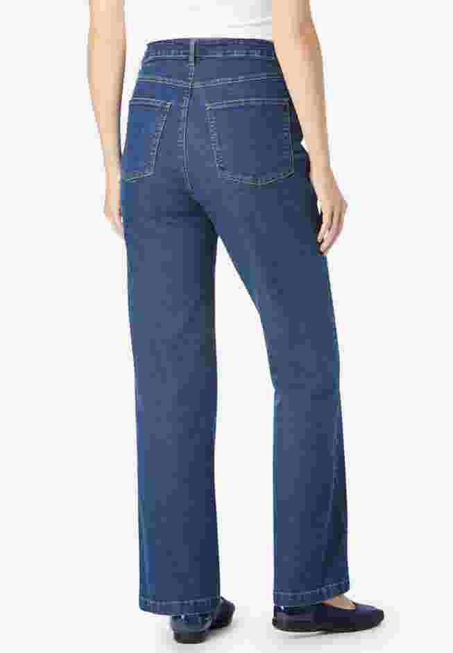 Wide-Leg Stretch Denim Jean image number 1