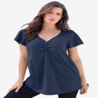 Plus Size Cotton Ultimate Flutter Sleeve Sweetheart Tee image number null