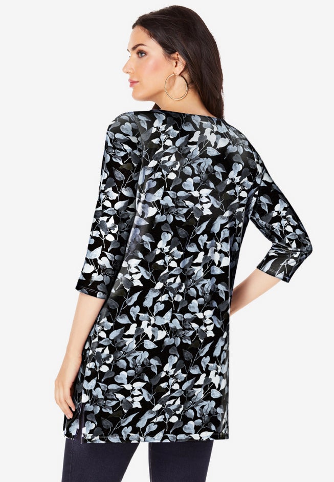 Plus Size Cotton Ultimate Boatneck Tunic with Side Slits image number 1