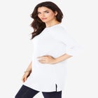 Plus Size Cotton Ultimate Boatneck Tunic with Side Slits image number null