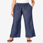 Plus Size Pull On Wide Leg Chambray Pant image number null