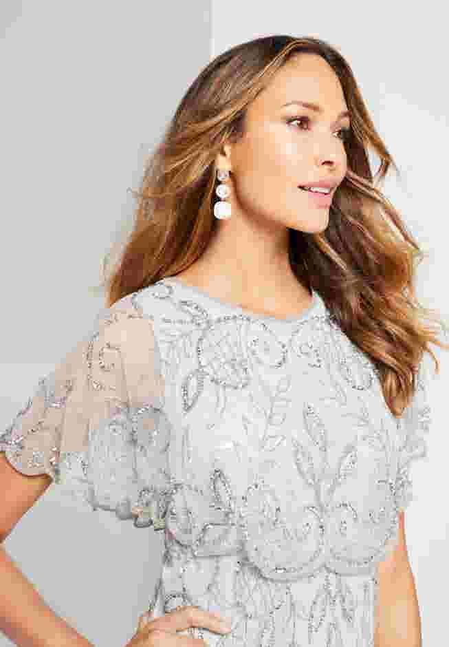 Plus Size Beaded Capelet Maxi Gown – Glam Evening Dress image number 3