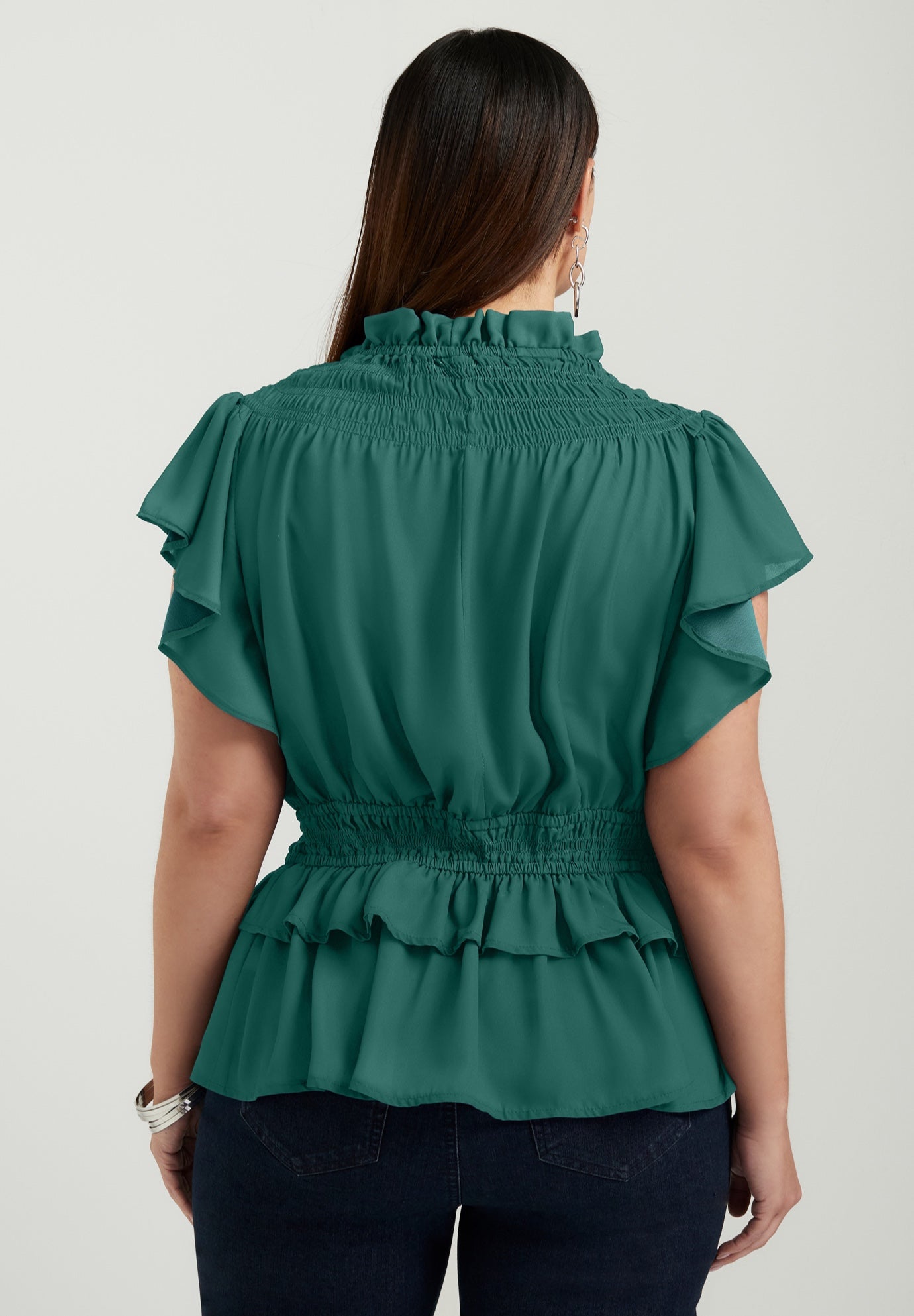 Mockneck Ruffle Blouse image number 1