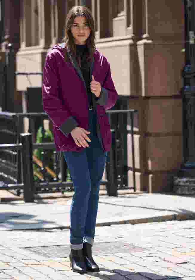 Hooded Nylon Jacket with Fleece Lining image number 0