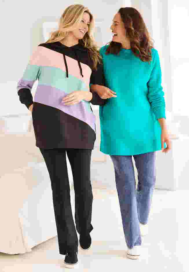 Stretch-Cotton Knit Pull-On Bootcut Pocket Leggings image number 3