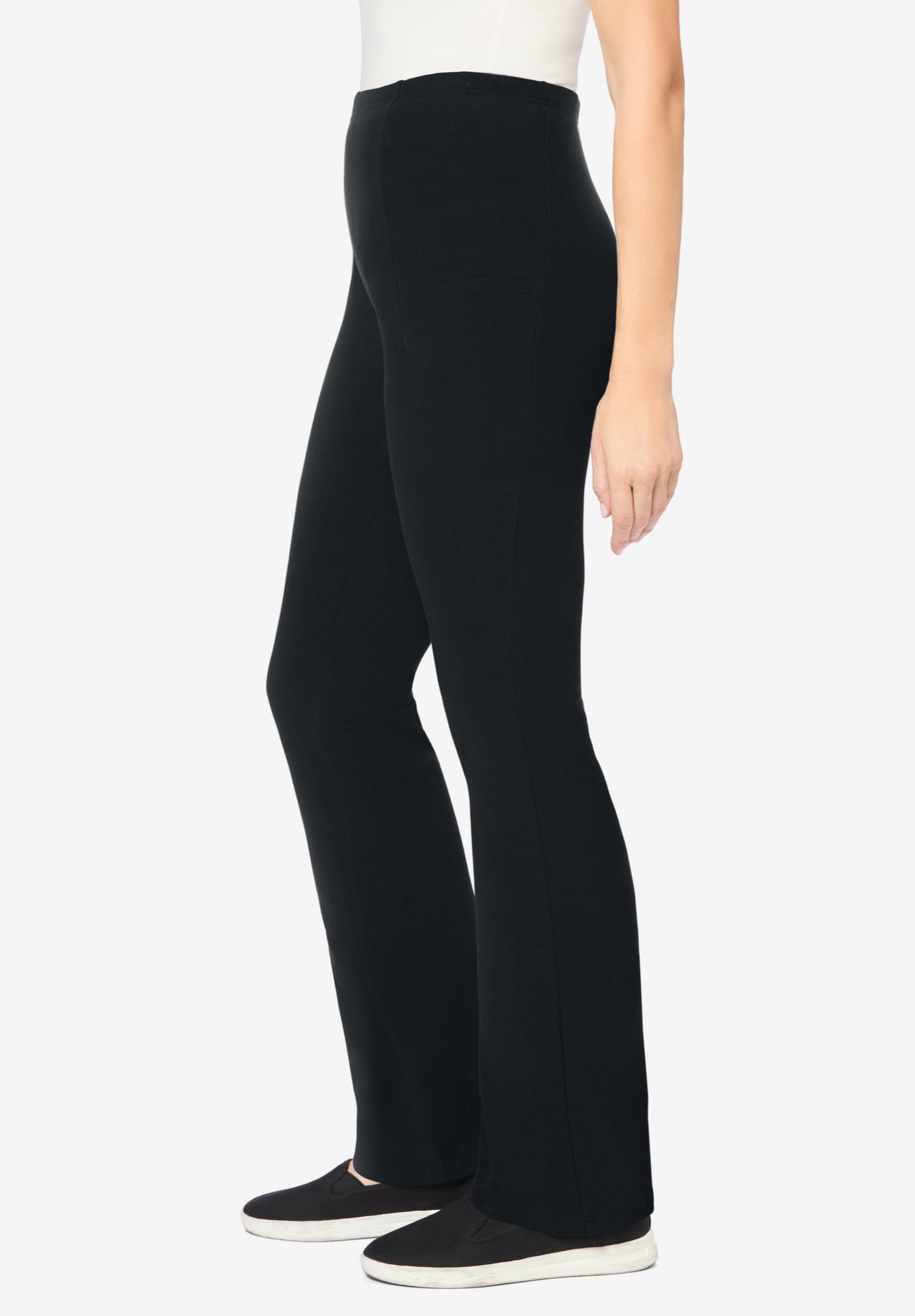 Stretch-Cotton Knit Pull-On Bootcut Pocket Leggings image number 2