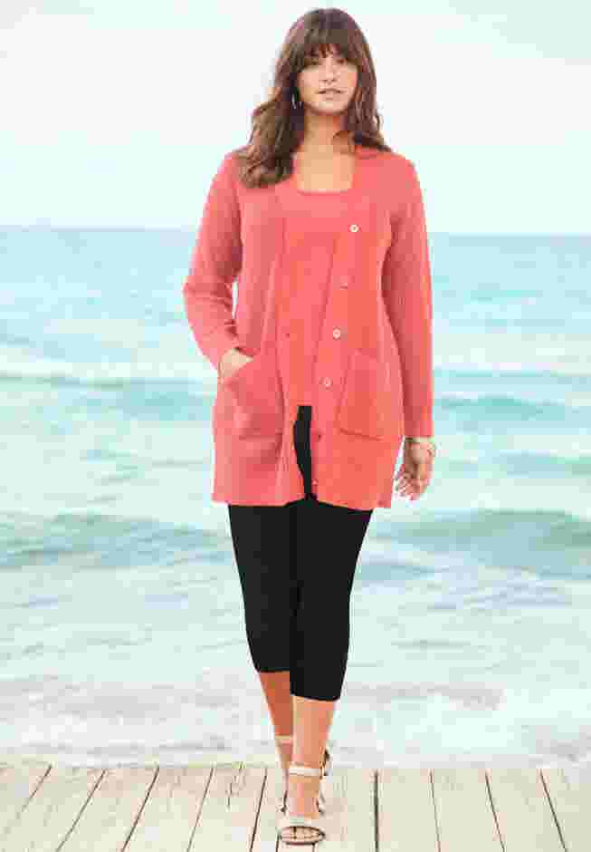 Plus Size Essential Stretch Capri Legging image number 3