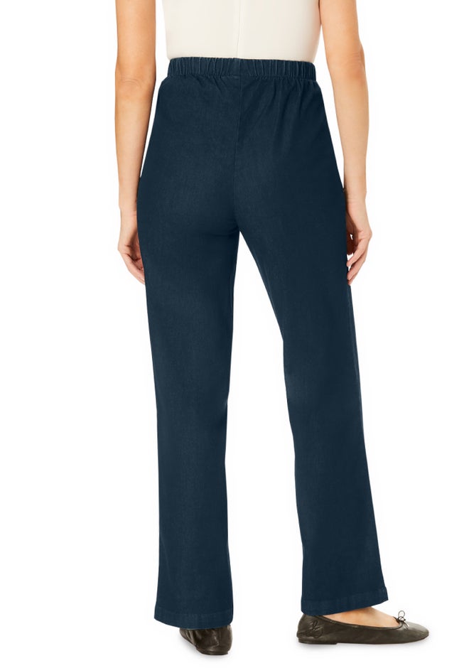 Fineline Stretch Denim Wide-Leg Pull-On Jeans image number 1