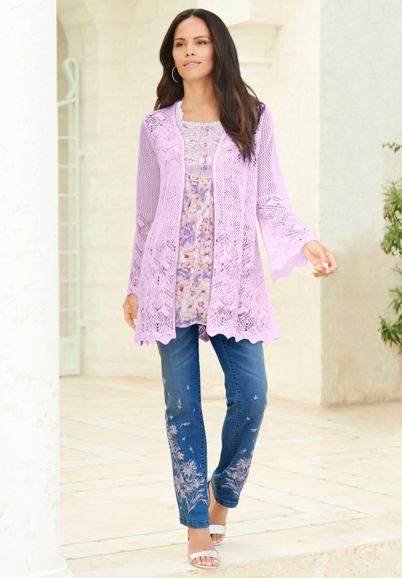 Plus Size Floral Embroidered Straight Leg Jean image number 3