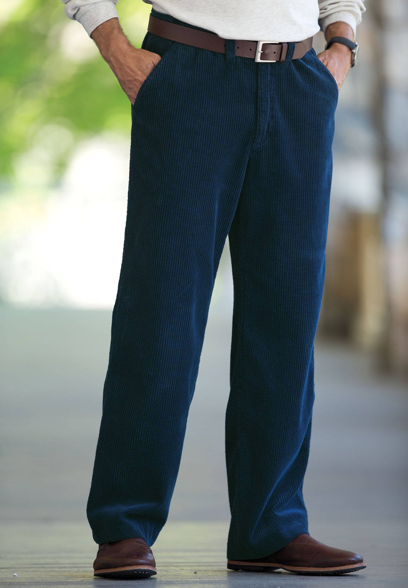 Six-Wale Corduroy Plain Front Pants image number 1