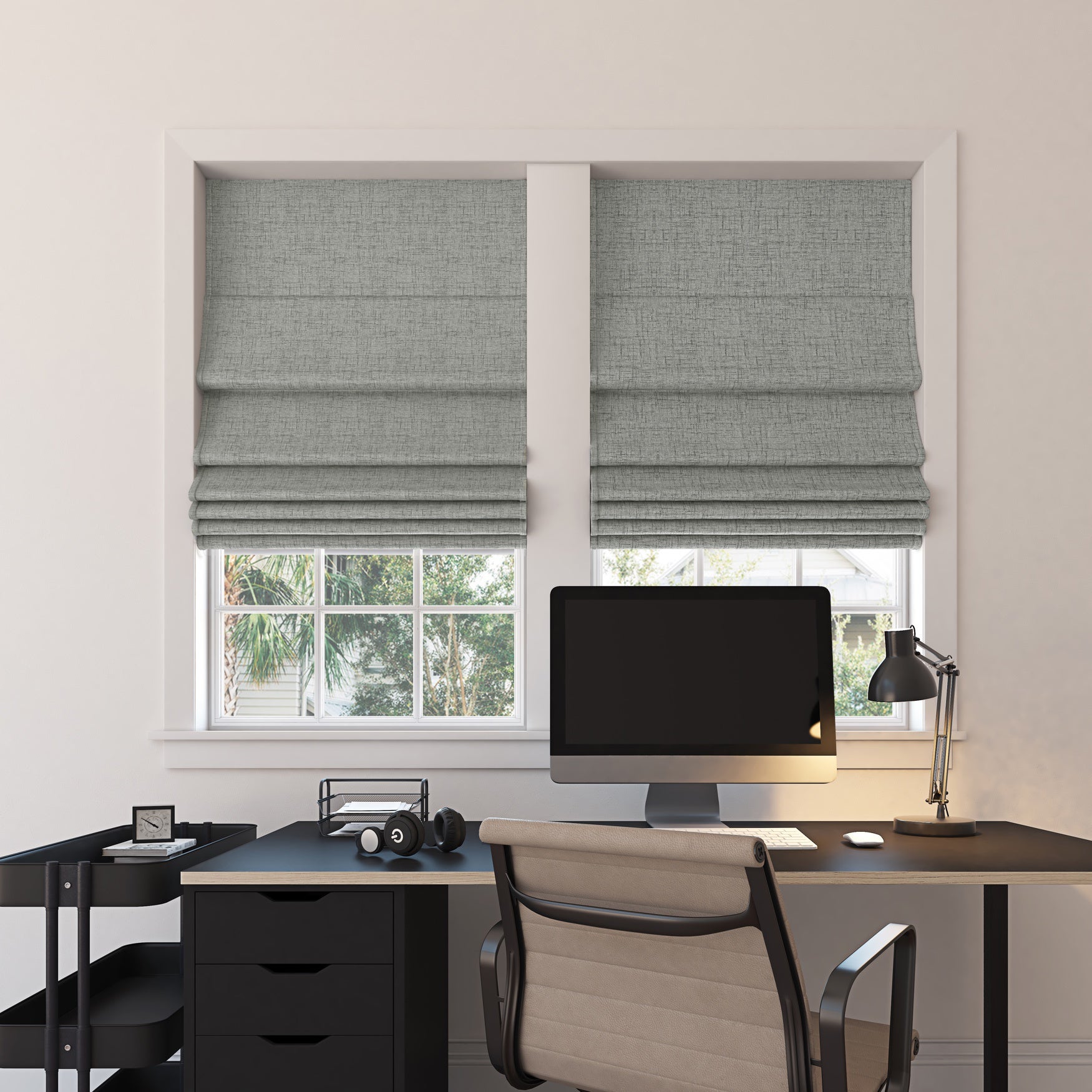 Sun Zero&trade; Somerton Textured 100% Blackout Cordless Roman Shade image number 0