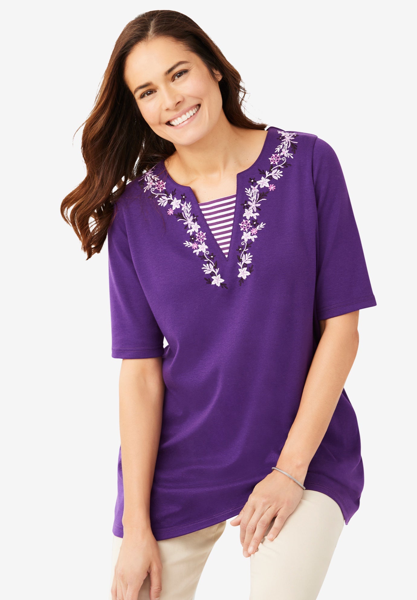 7-Day Embroidered Layered-Look Tunic image number 6