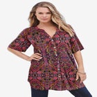 Plus Size Angelina Tunic Top &ndash; Short Sleeve, Flowy Fit, Everyday Comfort image number null