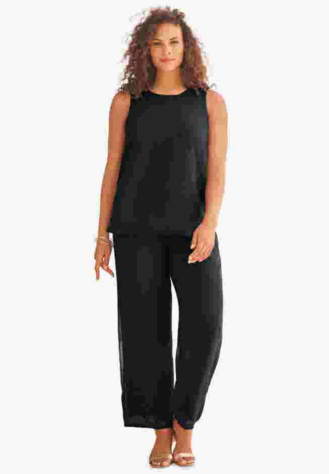 Plus Size 3-Piece Allover Lace Duster Pant Set – Formal Wear image number 4