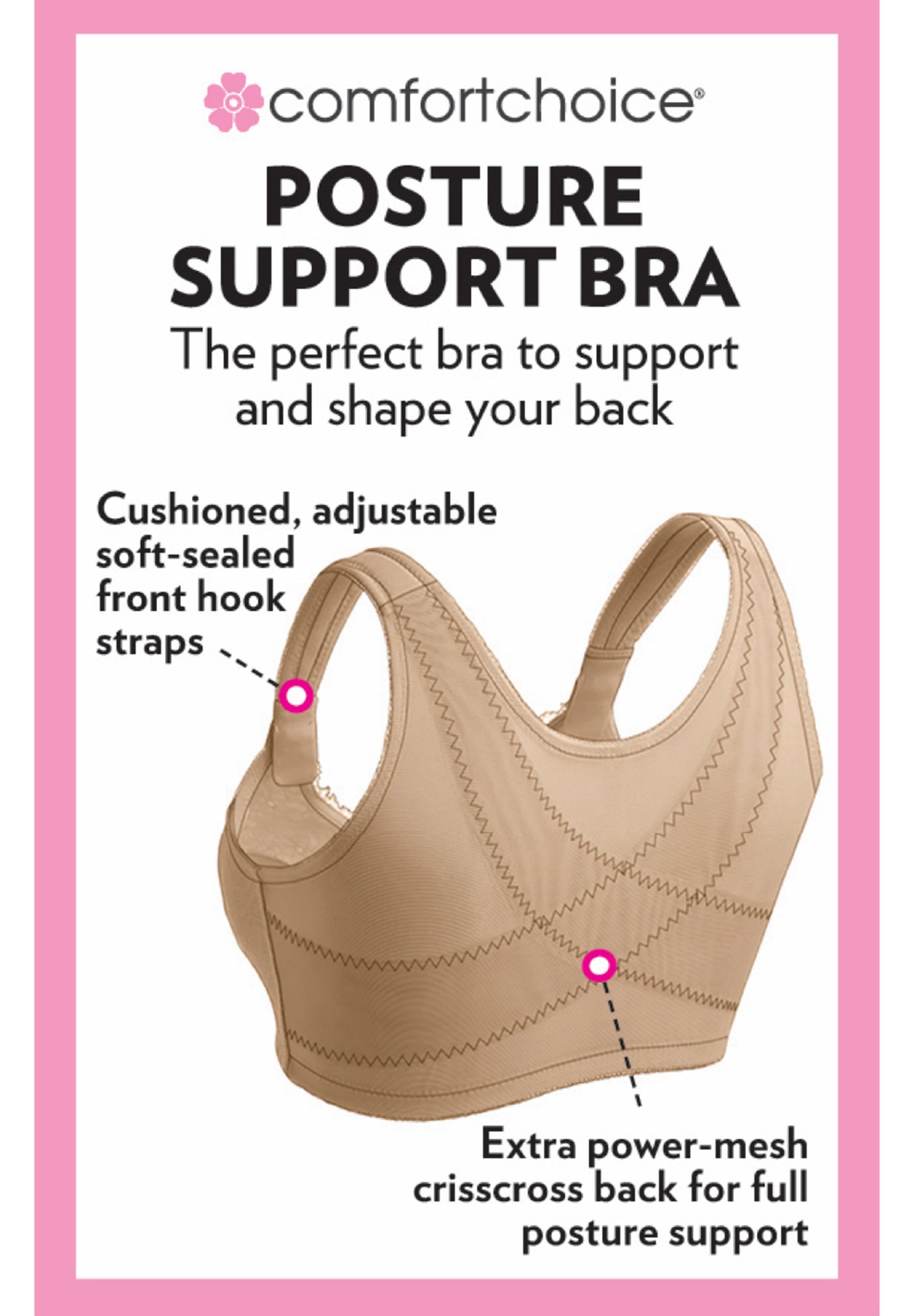 Front Close Wireless Posture Bra image number 3